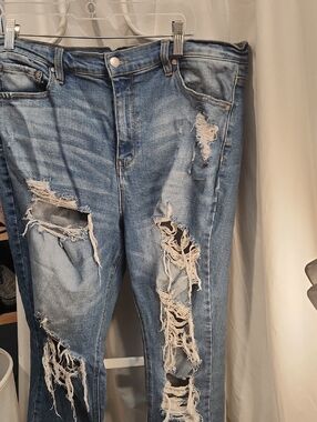 Fashion Nova Distressed Light Blue Boyfriend Jeans